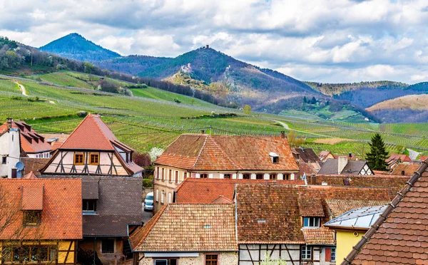 Vista das montanhas Vosges de Hunawihr - Alsácia, França — Fotografia de Stock