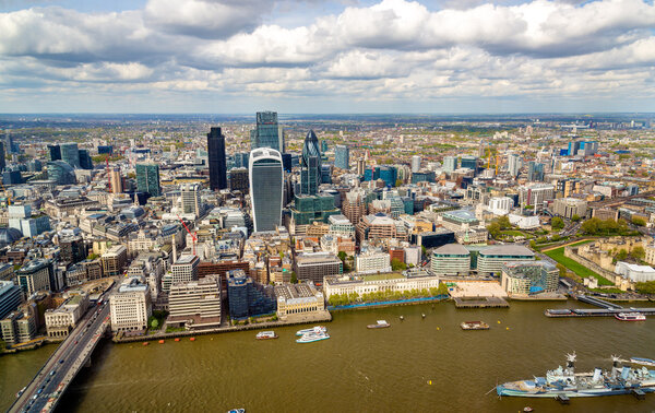 View of the City of London from the Shard - England