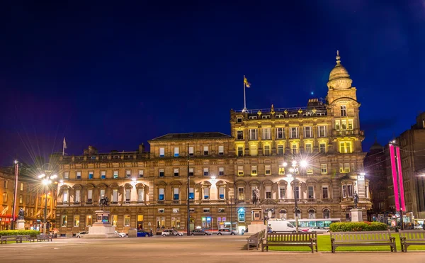 Vista de George Square en Glasgow por la noche - Escocia — Foto de Stock