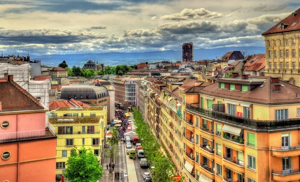 Pohled na Rue Centrale v Lausanne - Švýcarsko — Stock fotografie