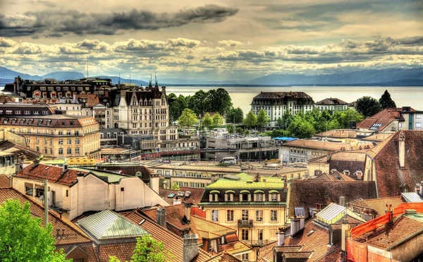 Vista de Lausana desde la Catedral - Suiza — Foto de Stock