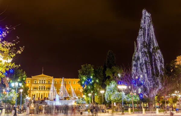 Piazza Syntagma ad Atene decorata per Natale — Foto Stock