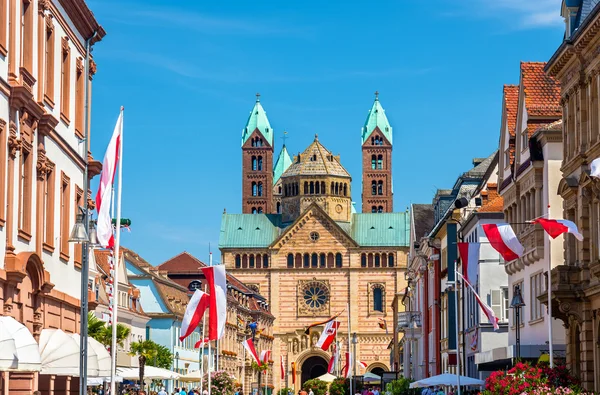 Vista da Catedral de Speyer da Rua Maximilian - Alemão — Fotografia de Stock