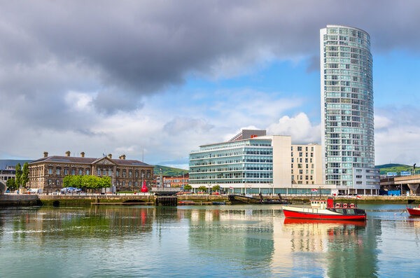 View of Belfast with the river Lagan - United Kingdom