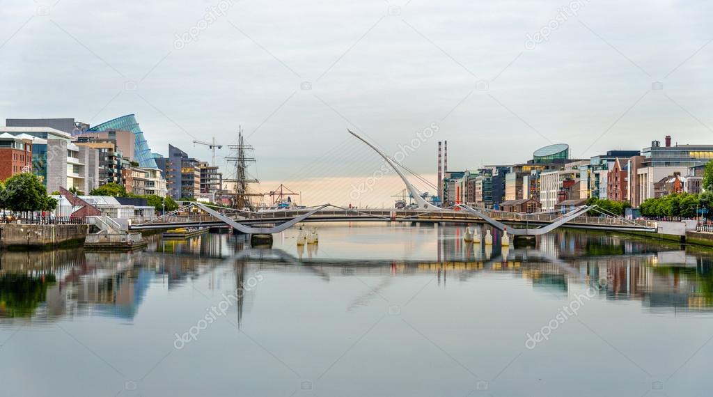 View of Samuel Beckett Bridge in Dublin, Ireland