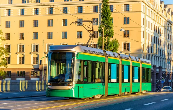 Tram on the Long Bridge in Helsinki - Finland — Stock Photo, Image