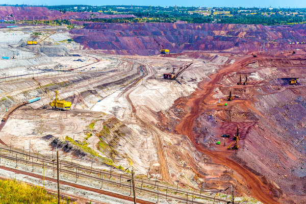 Iron ore mining in Mikhailovsky field within Kursk Magnetic Anom