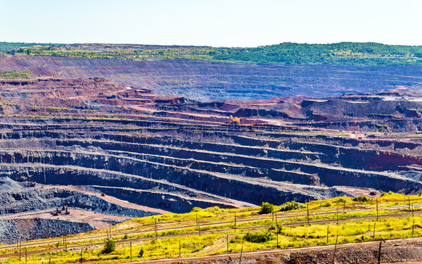 Iron ore mining in Mikhailovsky field within Kursk Magnetic Anom