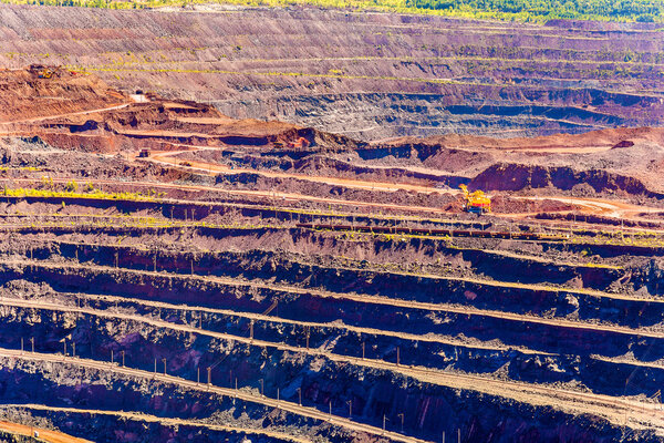 Iron ore mining in Mikhailovsky field within Kursk Magnetic Anom