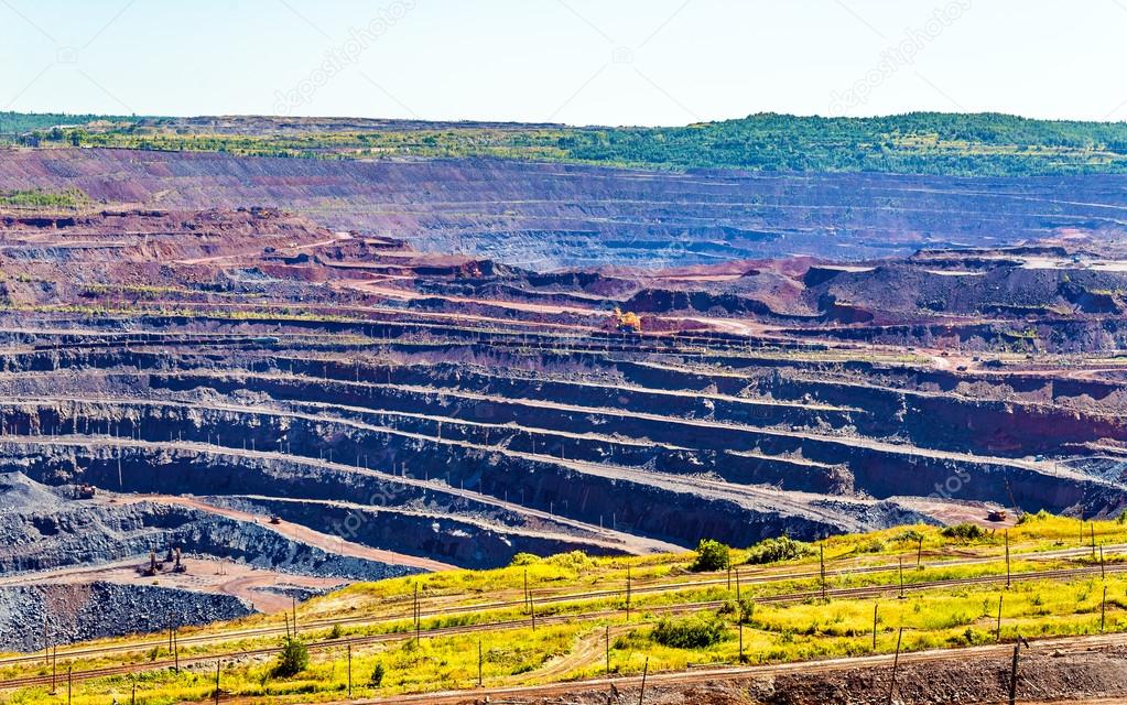 Iron ore mining in Mikhailovsky field within Kursk Magnetic Anom