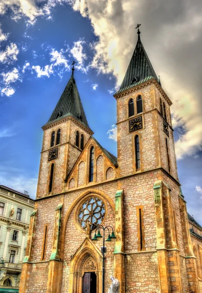 De kathedraal van de Heilige Hart in Sarajevo - Bosnië en Herzegovina — Stockfoto