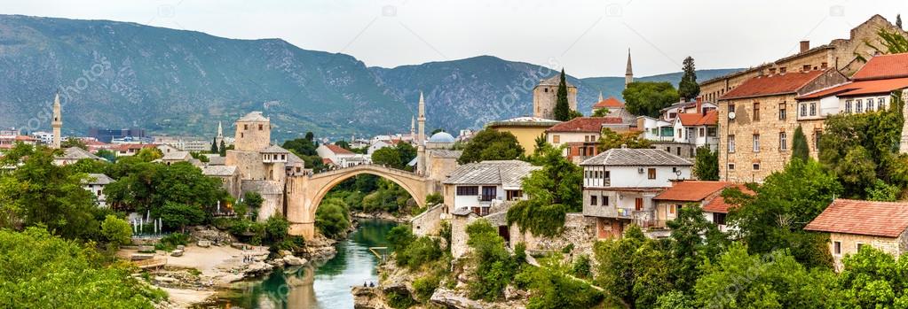 Panorama of Mostar old town - Herzegovina