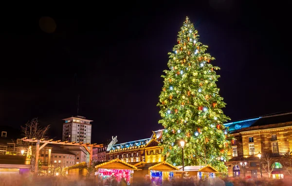 Рождественская елка на знаменитой Рождественской ярмарке в Страсбурге, 2015 — стоковое фото
