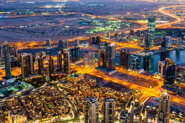 Weergave van Business Bay district van Burj Khalifa - Dubai — Stockfoto