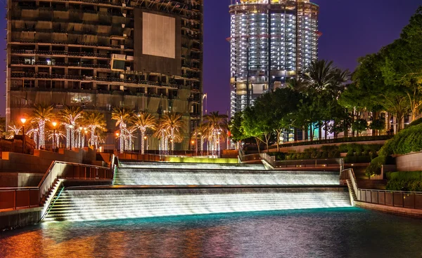 Fonte perto de Burj Khalifa no Ano Novo 2016 — Fotografia de Stock