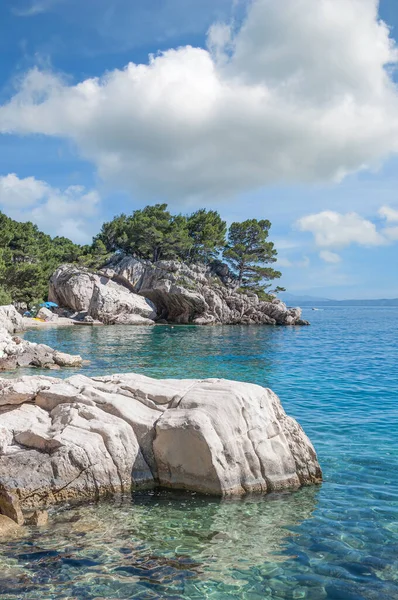 Paisagem Costeira Brela Makarska Riviera Mar Adriático Região Dalmácia Croácia — Fotografia de Stock