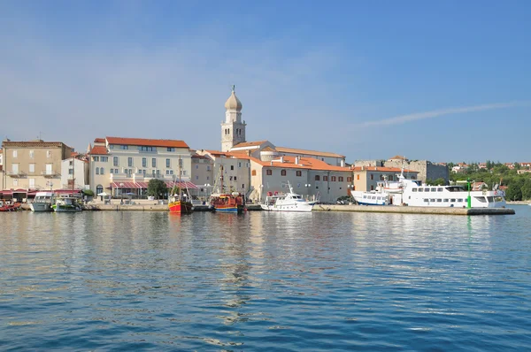 Krk Cidade na Ilha Krk, Mar Adriático, Kvarner, Mar Mediterrâneo, Croácia — Fotografia de Stock