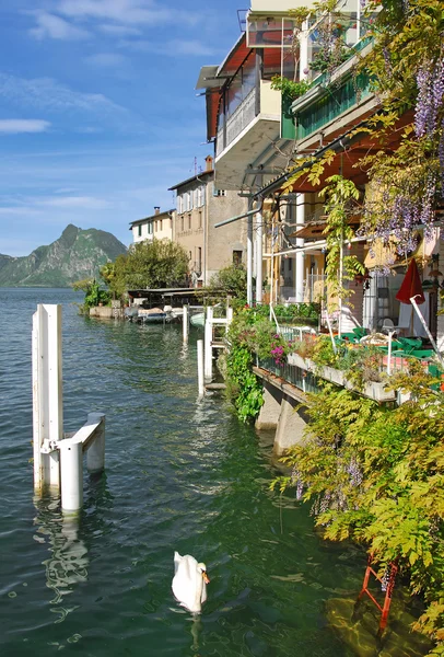 Gandria, Lago Lugano, Cantão Ticino, Suíça — Fotografia de Stock
