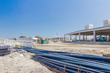 Şantiye, bitmemiş modern mega Pazar görüntüleyin. Archit