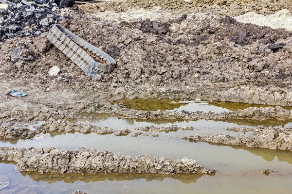 Transformando paisagem em área urbana, canteiro de obras — Fotografia de Stock