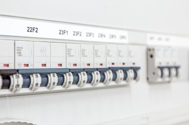 Anahtarları sigorta, yakın çekim otomatik elektrik paneli vardır.
