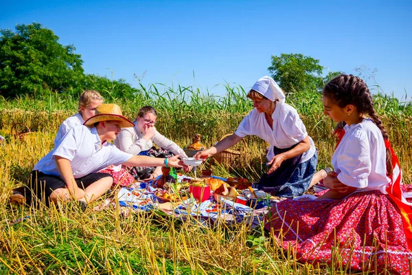 Muzlja Vojvodina Servië Juli 2019 Kinderen Ontbijten Picknick Bij Xxxvi — Stockfoto