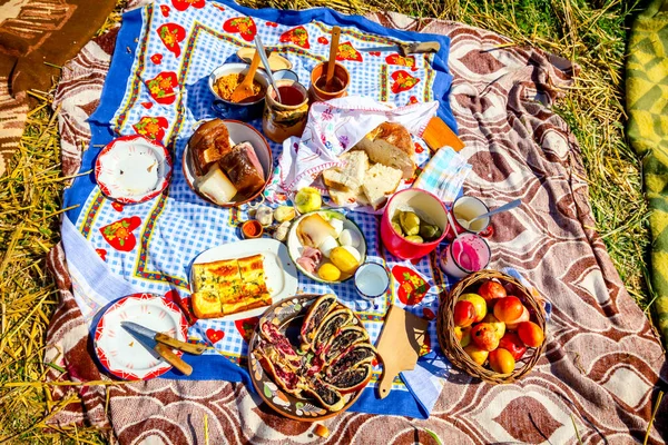 Repas Traditionnel Petit Déjeuner Ouvert Moment Récolte — Photo