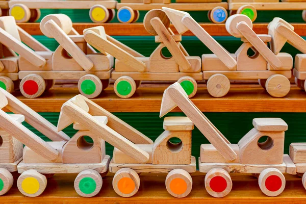 Jouets Bois Vintage Écologiques Pour Enfants Différents Modèles Train Camion — Photo