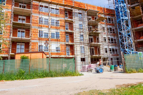 Dusty Ground Front Entrance Building Site Restricted Area Authorized Personnel — Stock Photo, Image