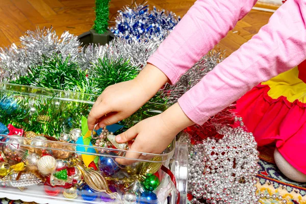 Preschooler Female Kid Child Girl Thinking Witch Decorative Toy Pile — Stock Photo, Image