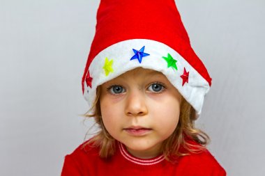 Noel Baba şapkası mutlu küçük kız