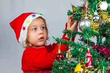 Noel Baba şapkası mutlu küçük kız