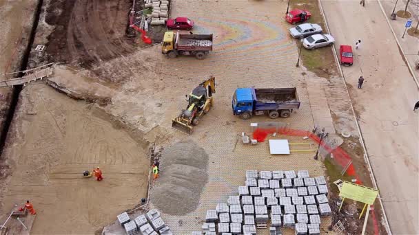 Vista del sitio de construcción desde arriba — Vídeos de Stock