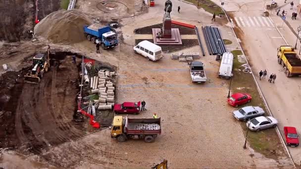 Widok na plac budowy z góry — Wideo stockowe