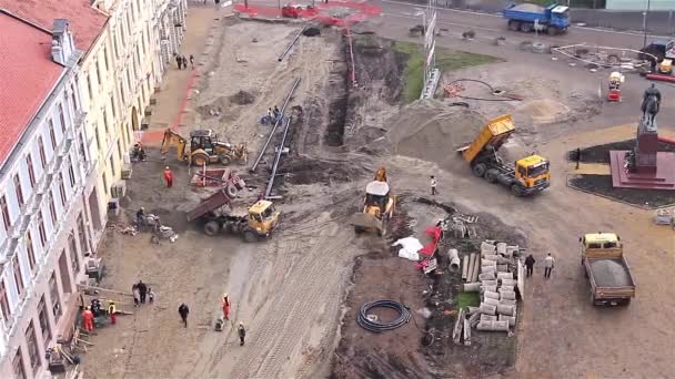 Vista del sitio de construcción desde arriba — Vídeos de Stock