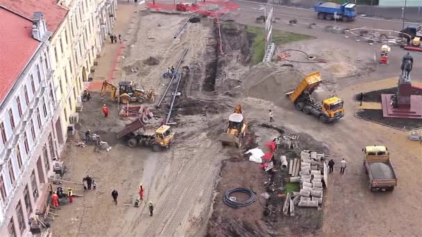 Blick auf die Baustelle von oben — Stockvideo