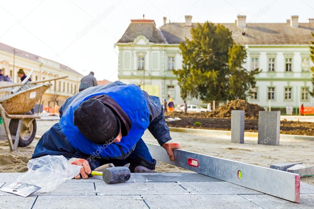 Pavers at work