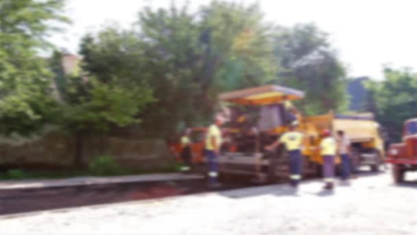 Construcción de carreteras en vista borrosa — Vídeos de Stock