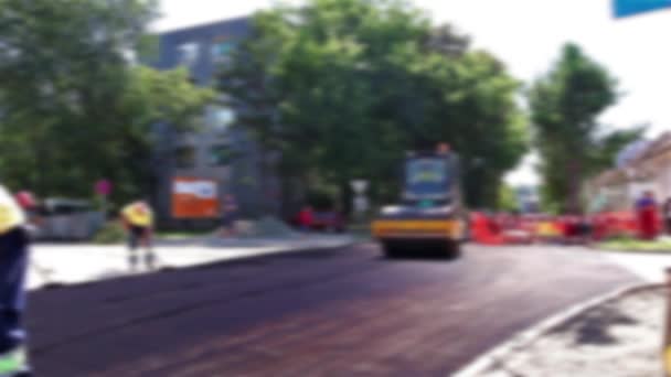 Road Construction in blurred view — Stock Video