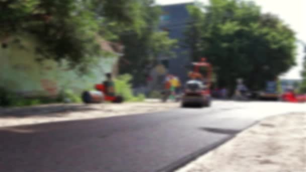 Road Construction in blurred view — Stock Video