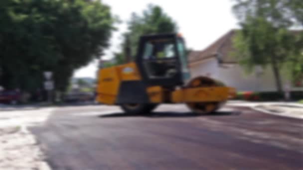 Construcción de carreteras en vista borrosa — Vídeos de Stock