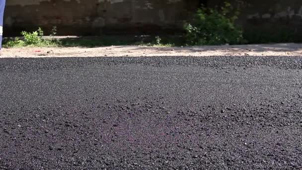 Construcción de carreteras en vista borrosa — Vídeos de Stock