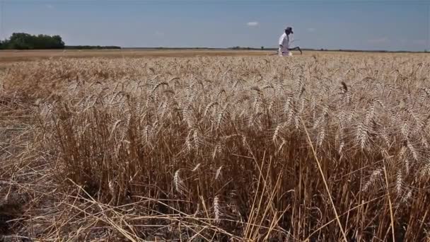 Farmer está caminando. . — Vídeo de stock