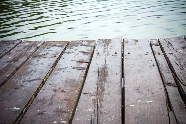 It's time for a dip from wooden pier. — Stock Photo, Image