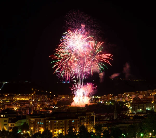 Bilbao Ünnepli Partijait Tűzijátékkal Stock Fotó