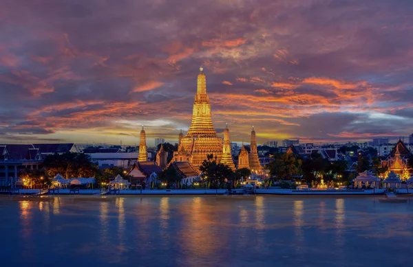 Wat Arun Pôr Sol Vista Temple Bangkok Tailândia — Fotografia de Stock