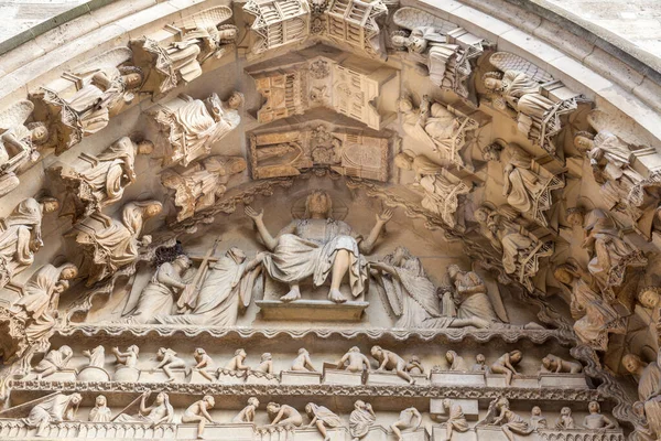 Catedral Reims Rheims Século Xiii Notre Dame Muito Danificada Durante — Fotografia de Stock