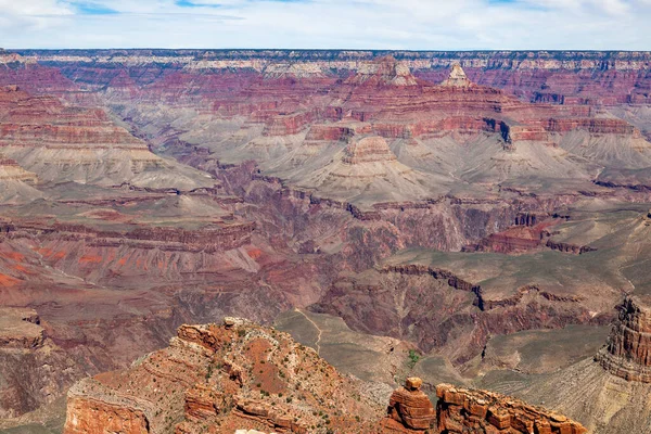 Imenso Grand Canyon Com Suas Bandas Camadas Rocha Vermelha Revelando — Fotografia de Stock
