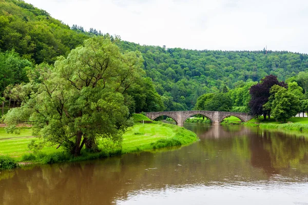 Szene Belgischen Bouillon Die Stadt Liegt Einer Scharfen Biegung Des — Stockfoto