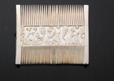 secular ivory carvings with subjects from romance literature. Italy venice 1300 clipart